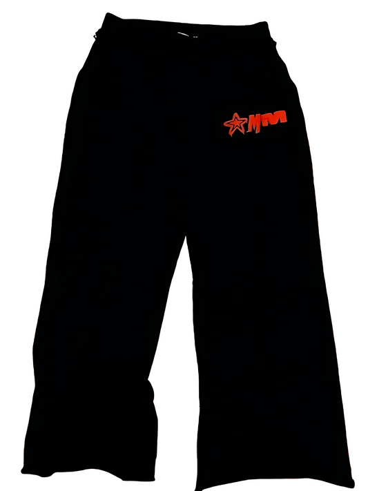 DISTRESSED BLACK BAGGY JOGGERS
